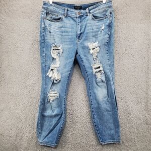 Judy Blue Boyfriend Jeans Distressed Womens Size 18W Light Wash Blue